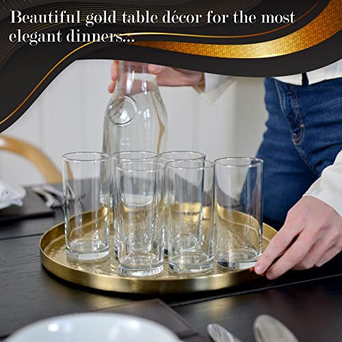 Walbrook Round Gold Tray, 13" Gold Serving Tray, Luxury Decorative Tray, Coffee Table Tray