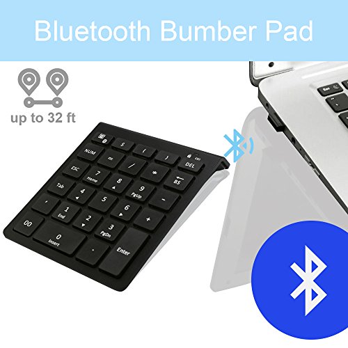 Bluetooth Numeric Keypad, Ultra-light and Versatile 28-keys Wireless number pad, Shortcuts for Smartphones, Tablet Surface Pro and More-Black