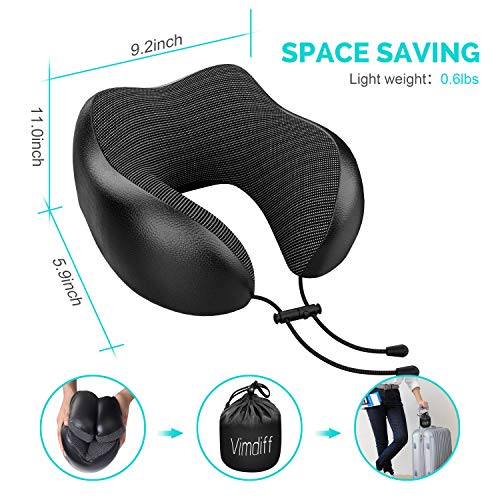 Updated 2020 Version Travel Airplane Pillow 100% Pure Memory Foam Neck Pillow, Comfortable & Breathable Cover, Machine Washable, Airplane Travel Kit with 3D Contoured Eye Masks, Earplugs - Thumbnail 4