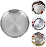 DOITOOL Metal Serving Tray Pizza Baking Round Stainless Steel Dish BBQ Oven view 8