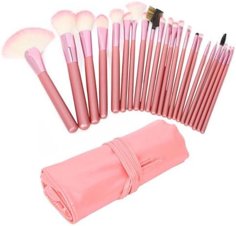 Vanz® Professional 22 PCS Make up Cosmetic Brushes Set Kit Eyeshadow Eyebrow Eyelash Eyeliner Lip Powder Blush Face Brush with Pink Bag Case Pouch,Hot Pink