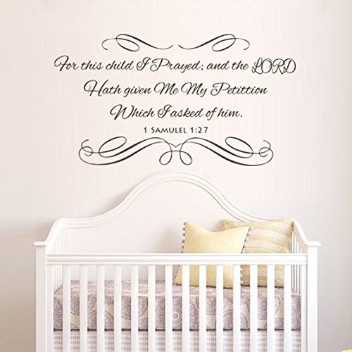 For This Child I Prayed Vinyl Bible Wall Decal Religious Wall Quote Nursery Wall Sticker Wall Letters Phrase Words Wall Graphic Baby Room Art Decor Black