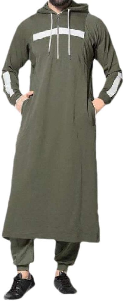 Men's Hoodie Muslim Islamic Pullover Casual with Pockets Kaftan Abaya