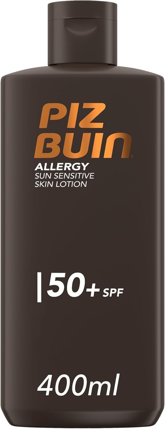 Piz Buin Allergy Lotion SPF 50 (400ml), Sun Cream to Strengthen Skin's Resilience, Sunscreen with Immediate and Effective UVA/UVB Protection for Sensitive Skin, Sweat & Water Resistant