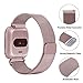Deyo Compatible Fitbit Versa Bands Women Men,Stainless Steel Milanese Loop Metal Replacement Bracelet Band with Magnetic Closure Accessories Wristbands Compatible Fitbit Versa Smartwatch(Rose Gold S)