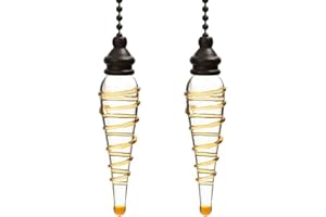 Akahttbn Ceiling Fan Pull Chains Ornaments 12 Inches Yellow Glass Pendant with Bead Pull Chain Connectors Decorative Extension for Ceiling Light Lamp Fan Chain 2 Pcs(Copper)