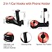 Car Hooks Headrest Hangers, ADINC 2 Pack Car Bag Hooks Hang Purse Grocery Bags with Phone Holder and Lock,Universal Vehicle Car Seat Hanger Backseat Headrest Hooks for Handbag Cloth Umbrellas etc
