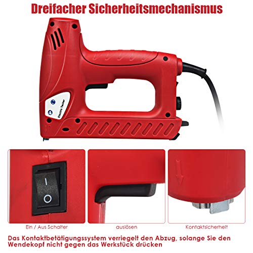 COSTWAY 2-in-1 Elektrischer Tacker Nagler Elektrisches Nagelpistolen Kit mit 1200 Tackerklammern und 300 Nägel / 20… – Bild 5