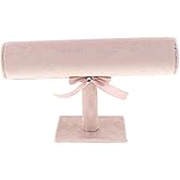 FRECI Jewellery Display Holder T Bar Velvet Black Jewellery Display Stand Showcase Organizer for Bracelets, Watches, Necklaces, Decorative Chains - Pink