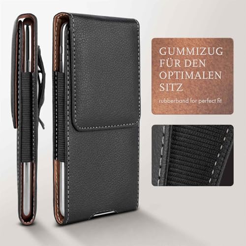 moex Plug Case Compatible with ZTE Blade A5 2020 Belt Clip Holster, Vegan Leather Mobile Phone Case, Mobile Phone Case, Flip Case, Foldable, Black