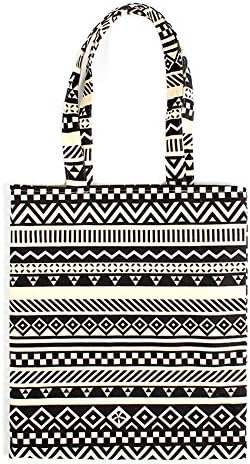 Women Shoulder Handbag Casual Folk Style Bag Large Capacity Weekend Tote Shopping Purse Mummy Diaper Bag (Black Stripe)