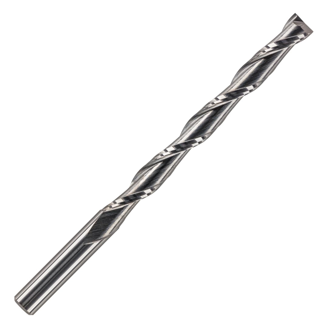 1/4" (6.35mm) x 62mm Flute x 1/4" Shank Solid Carbide Spiral 2 Flute Up Cut Router Bit for Wood, Hard Wood, PVC & Acrylic (1/4" x 62mm Flute) — image 1