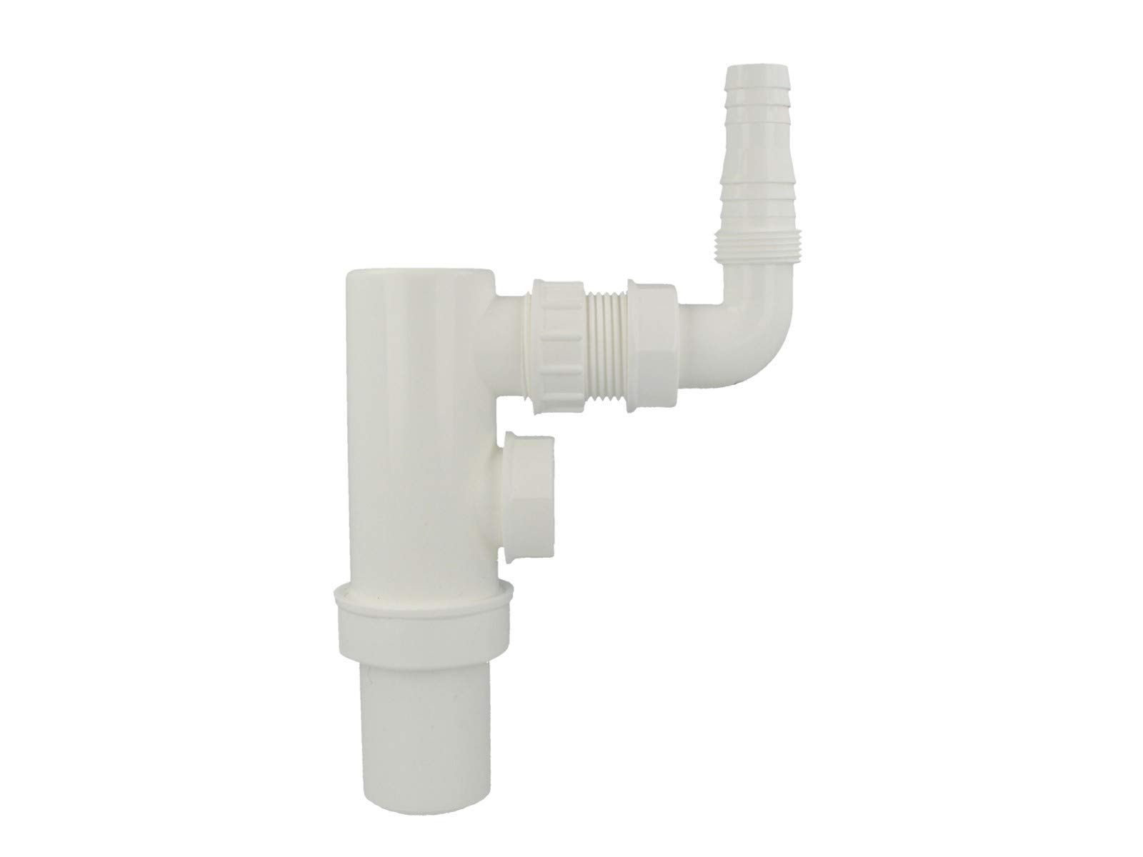 tecuro Siphon for Washing Machines and Dishwashers, White Plastic, 58750, Surface/Flush Mount, 19-23 mm Hose Diameter, 40 mm Plug-in Tube, Includes Odor Trap