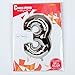 40 Inch Silver Digital Helium Foil Birthday Party Balloons (Number 3, Silver)