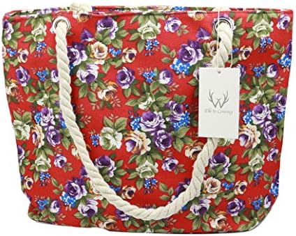 ElkIsComing Beach bag Large Summer Canvas Tote Bags Shoulder Bag Holiday Shopping Bag for Women Ladies and Girls