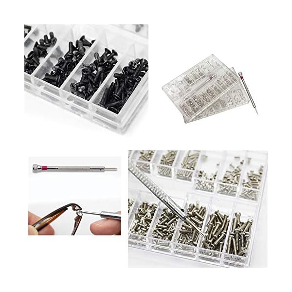 Nsiwem Mikroschrauben 2 Kartons Kleine Schrauben Set Edelstahl Winzige Reparaturschrauben Set 18 GrÃ¶Ãen mit Schraubendreher fÃ¼r Brillen Laptop Uhren Bequemes Tragen(Silber und Schwarz) – Bild 7