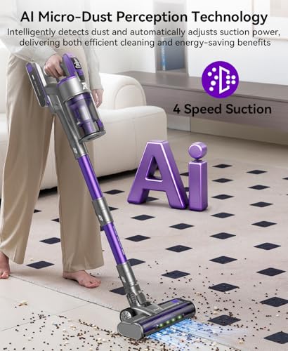 Redroad Cordless Vacuum Cleaner 60,000Pa,70 Min 150,000PRM Vacuum Cleaner, 18-Layer Filtration Vacuum, Self-Standing Vacuum Cleaners for Home with 1600ml Cup for Pet Hair Carpet Hardwood Floor Car X18