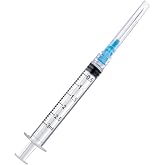 100 Pack Disposable 3ml/cc Lab Syringes with 23Ga 1 Inch Needle Luer Lock, Individually Sealed Packed, Sterile