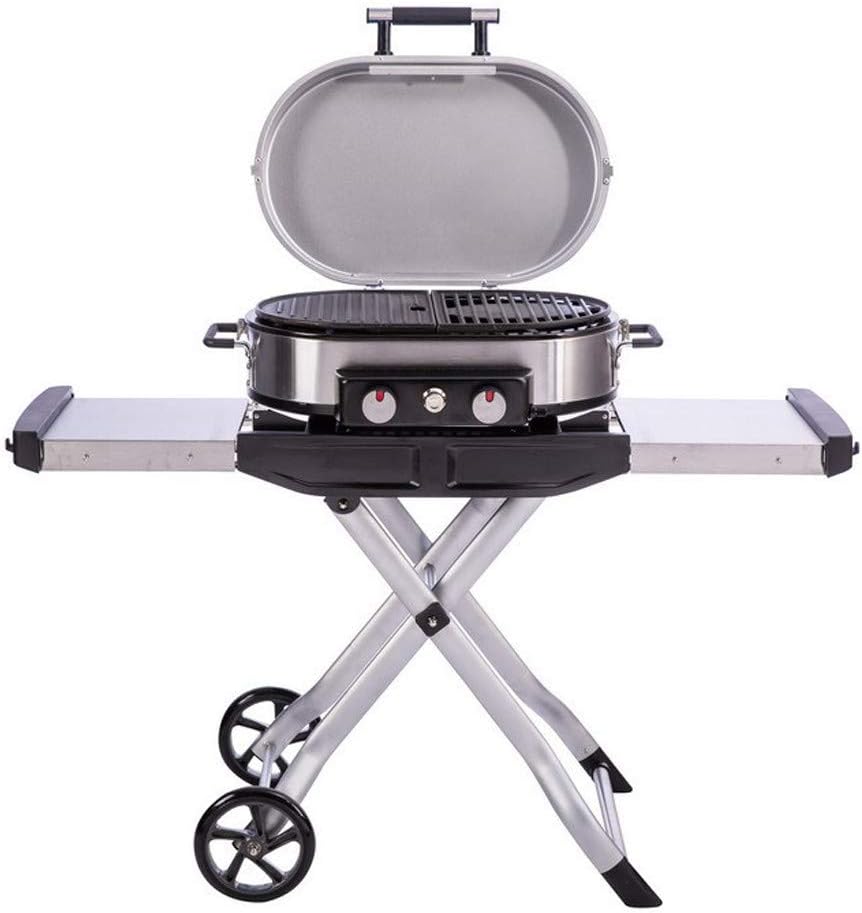 review Premium Barbecue Tools Folding Portable Liquefied Gas Grill Outdoor Tailgating Camping Portable Travel Sport Roadtrip Propane Grill Courtyard (black)