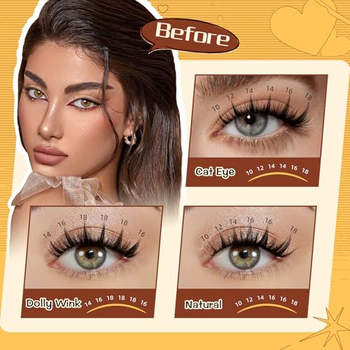 QUEWEL Fairy False Eyelashes Extension Manga Mix 10-18 mm DIY Eyelash Extension Kit with Lash Bond and Seal, False Eyelashes Tweezers for DIY Natural (FD-Manga Kit)