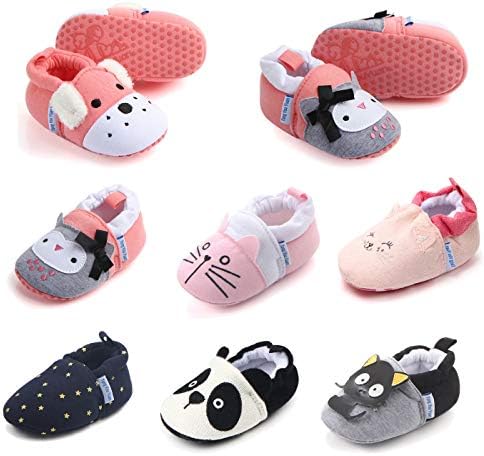 Infant Baby Boys Girls House Shoes Walking Slippers Cute Cartoon Moccasins Warm Cotton Stay On Booties Newborn Toddler First Walkers Shoe