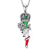 qielizhu Italian Horn Necklace for Women 925 Sterling Silver Italian Horn Malachite Necklace Italian Jewelry Gift for Women Men