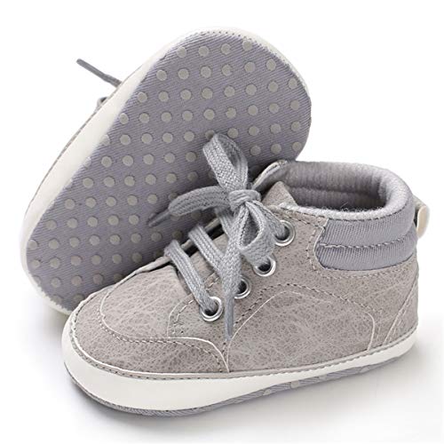 BENHERO Baby Girls Boys Canvas Shoes Toddler Infant First Walker Soft Sole High-Top Ankle Sneakers Newborn Crib Shoes (6-12 Months M US Infant), B-Grey