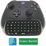 Whiteoak Xbox One S Chatpad Mini Backlit Gaming Keyboard Wireless Chat Message KeyPad with Audio/Headset Jack for Xbox One Elite &amp; Slim Game Controller Gamepad - 2.4GHz Receiver Included -Black