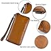IVTG Genuine Leather Wallet for Women Dual Use Zip Long Purse Vintage Handmade Clutch Cowhide Card Holder Organizer (Brown)