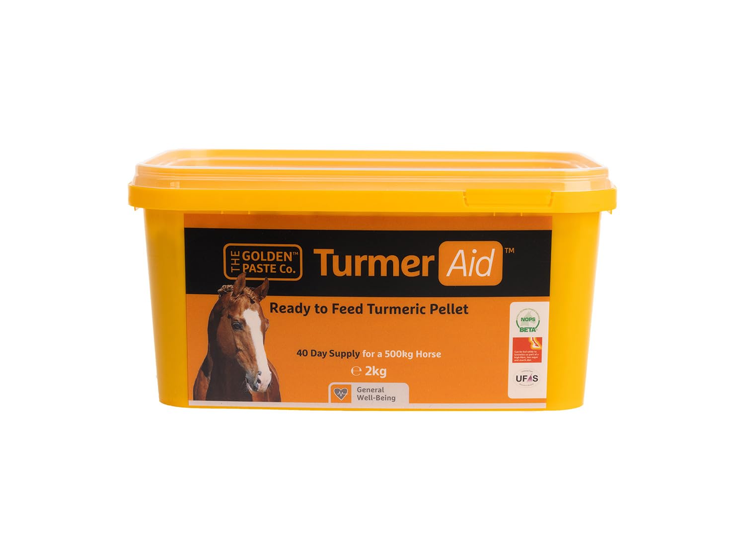 The Golden Paste Company TurmerAid, Complete Turmeric for Horses, Premium Pelleted Horse Supplement for Joint Health, Wellbeing & Digestion with added Yucca and Linseed - 2kg - Easy to Feed