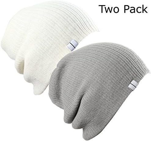 Slouch Beanie Two Pack Off White and Light Grey