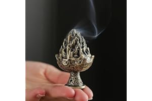 1PC Vintage Boshan Style Brass Incense Burner, Mini Hollow-Carved Mountain Censer, Aromatherapy Incense Holder for Meditation