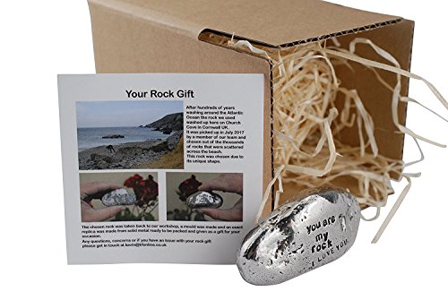 I Love You, You Are My Rock Christmas Gift Idea - Solid Metal Heavy Polished Rock Gift for Him Or Her