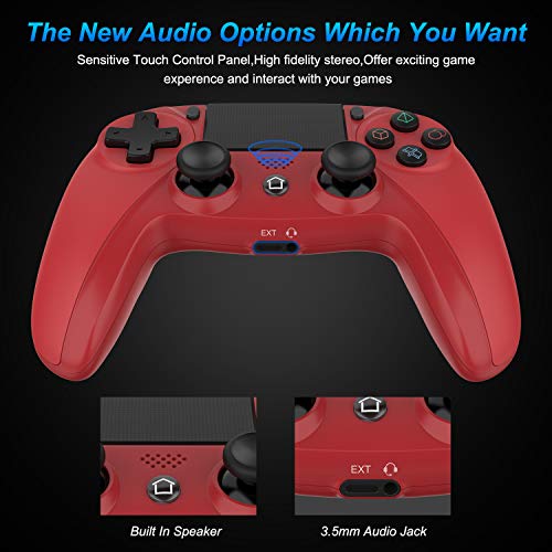 Medvoe Wireless Game Controller for PS4, Built-in Speaker/Gyro/Motor Joystick Remote Gamepad for Playstation 4/Slim/Pro Console - Magma Red