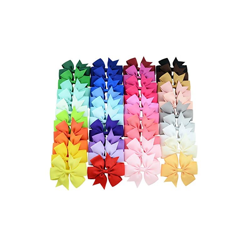 40PCS 3 Inch Hair Bows for Girls Grosgrain Ribbon Toddler Hair Accessories with Alligator Clip Bow for Toddler Girls…