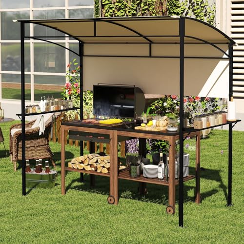 Tangkula 7.8 ft Grill Gazebo with Shelves, Hooks & Fire-Retardant Canopy image 19