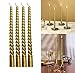 Decor Hut Metallic Wax Taper Candle Sticks Swirl Design Rich & Elelgant 10 Inches Tall Set of 4 (Gold)