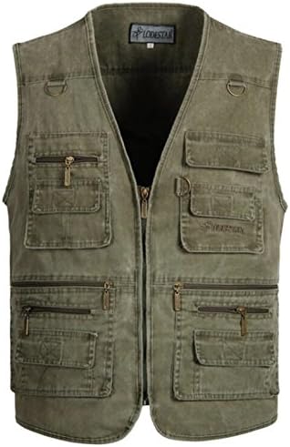 JJZXX Men's Multi-Pocket Reporters Photography Vest Concealed Carry Waistcoat Sleeveless Jacket Casual Gilet