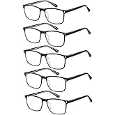 EYECEDAR 5 Pack Reading Glasses Men TR90 Flexible Frame Metal Spring Hinges Readers for Men and Women 2.0