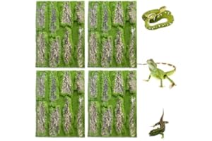 kathson Reptile Terrarium Cork Background,Bearded Dragon Tank Backdrop Wall Decor with Artificial Moss Reptiles Climbing Mat Habitat Cork Bark Decoration for Lizard Snake Gecko Chameleon(4 Pcs)