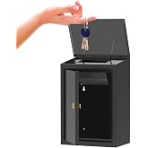 WeHere Key Drop Box for Outside Wall Mount, Key Return Box for Automotive, Anti-Thief &amp; Waterproof Design for Outdoor, Heavy-Duty Secure Storage Box for Hotel,Car Rental, Large Capacity 6x10x14 Inch