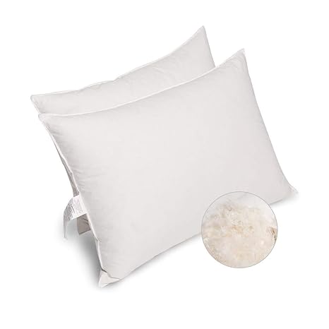 Set Of 2 Feather And Down Pillows 100 Cotton Cover Great For