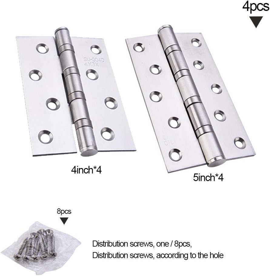 YOFASEN Home Folding Butt Hinges - Stainless Steel Outdoor Cabinet Hinges with Screws, Silver, 4 Inch(100x75x2mm) - 4pcs - Image 3