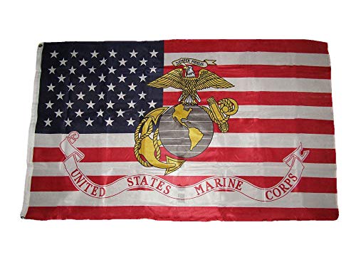 ALBATROS 3 ft x 5 ft USA America American EGA Marines Marine Corps Knitted Flag (150D) for Home and Parades, Official Party, All Weather Indoors Outdoors