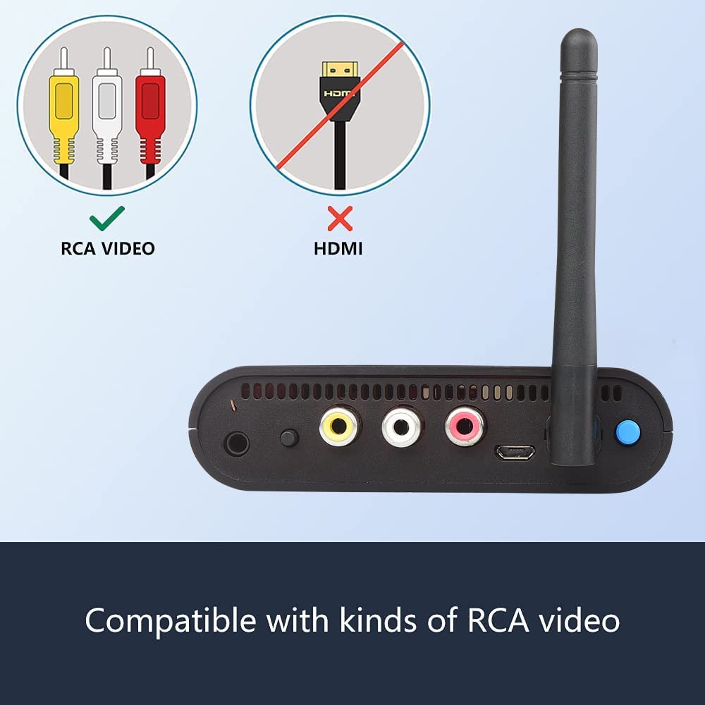 measy AV24 2.4GHz 8 Channel Video & Audio Transmitter & Receiver with IR Remote Extender for Streaming Cable, Satellite, DVD to TV Wirelessly for RCA Cable - Not Compatible with HDMI (AV24)