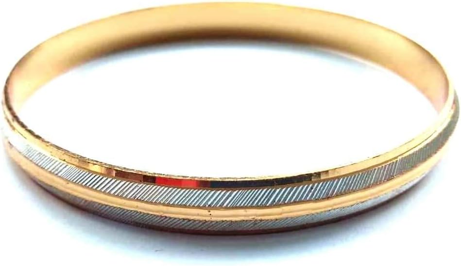 Punjabi/Sikh Brass Heavy Designer Kada/Kara for Men/Women Internal Diameter 6.5 cm - 0.50 cm Thick