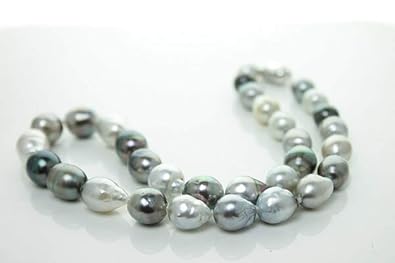 Amazon 黒蝶真珠 パール ネックレス マルチカラー バロック パール