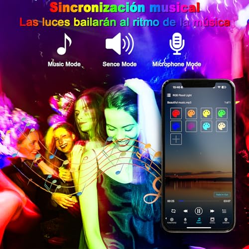 Reflector LED Exterior RGB 50W 2Pce, Barra Luz LED RGB de Pared con Temporizador y Memoria, Luz de Fiesta Pared con Control Remoto y App 2.4GHz,16 Millones Colores para Fiesta