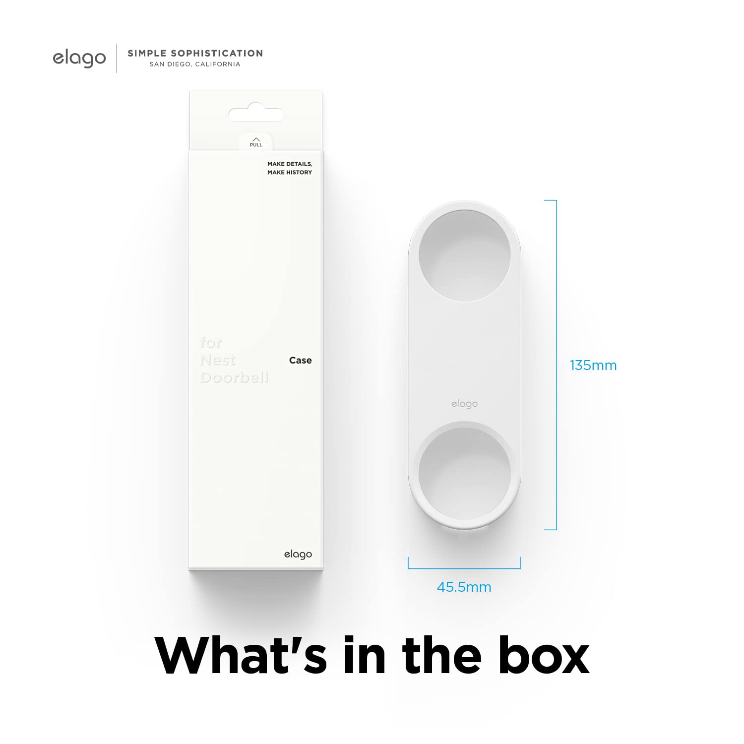 elago Silicone Case Compatible with Google Nest Hello Video Doorbell (Wired, 2nd Gen) - Weather and UV Resistant, Perfect Color Match, Clean Finish (Snow)