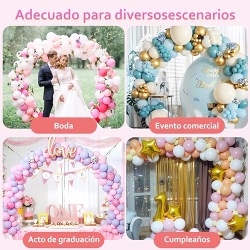 Kit Arco Globos, Kit de Arco para Globos Redondos(2.2M), Marco Circular de Globo con Base Rellenable, Aro Metálico para Globos de Gran Tamaño para Fiesta de Cumpleaño,Boda,Despedida Soltera,Graduación
